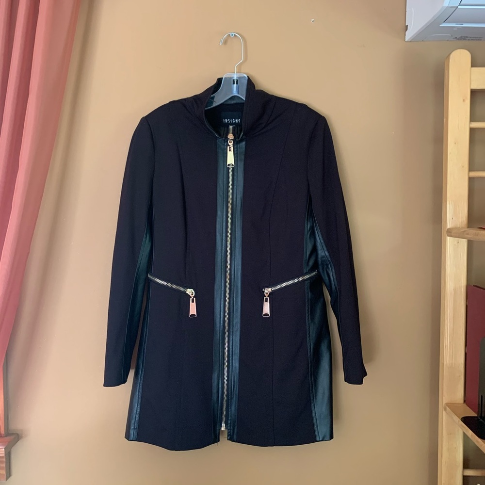 Insight New York Faux Leather Trim Walking Jacket